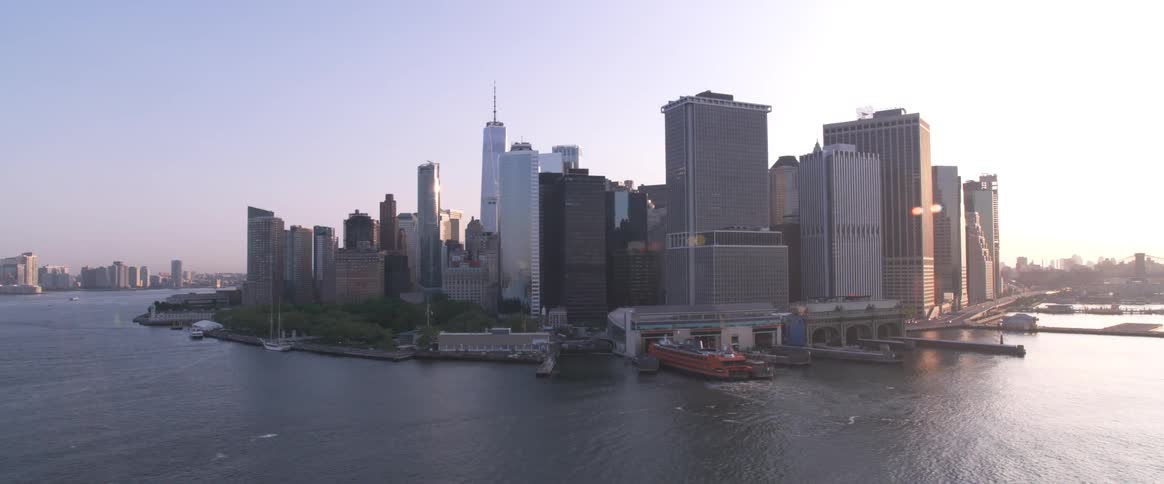 An aerial shot of the new york city skyline