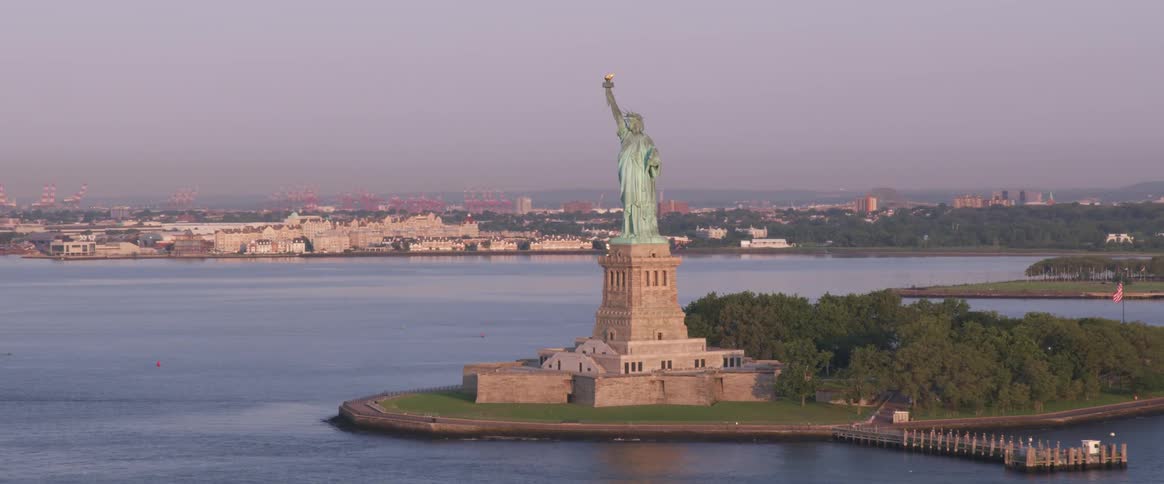 Aerial view of the statue of liberty
