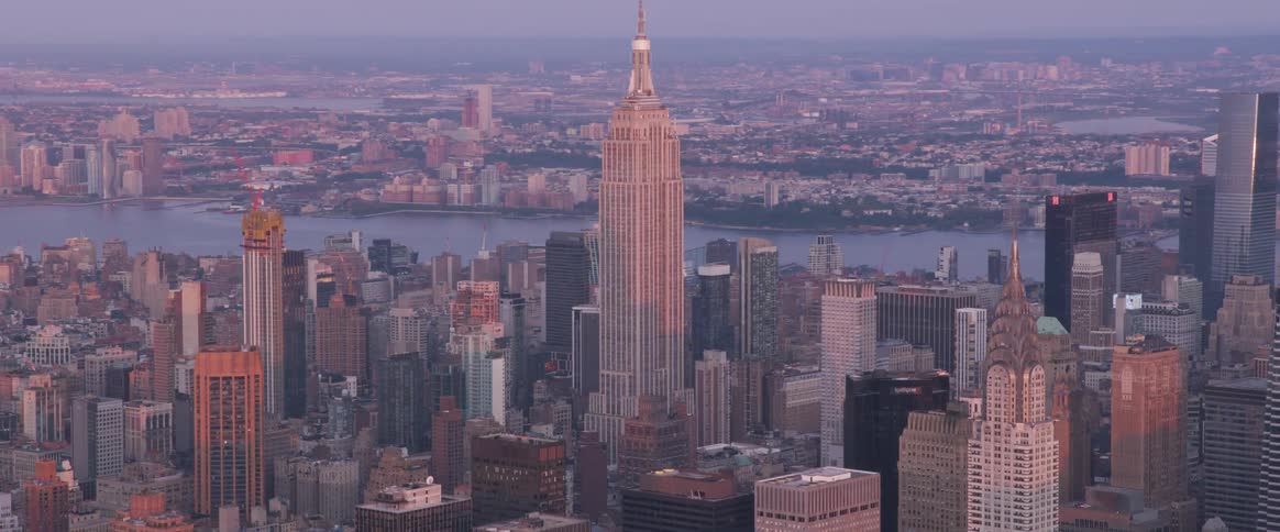 A metropolis from above in the evening