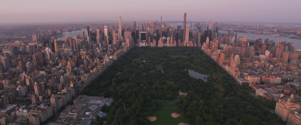 An aerial shot of new york city