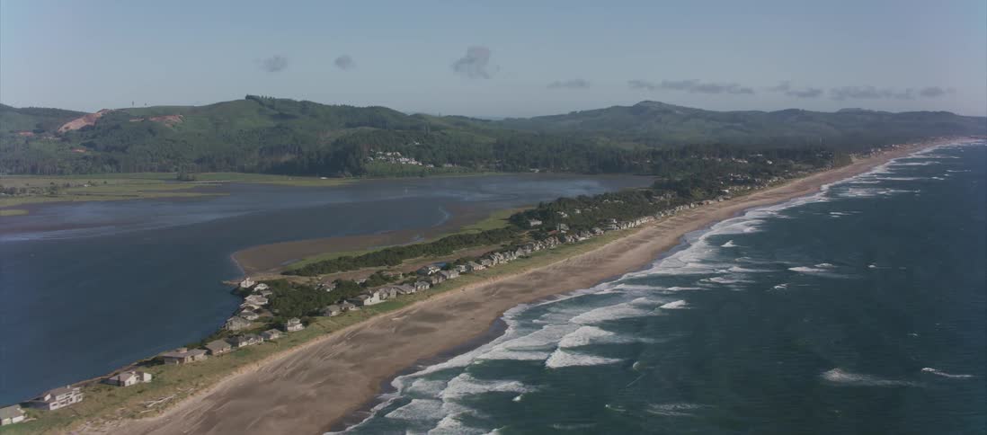 An aerial shot of a coastline