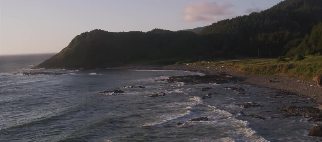 A sheer coastline in the evening