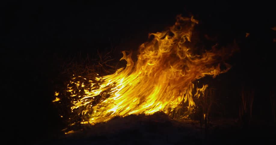 A roaring fire