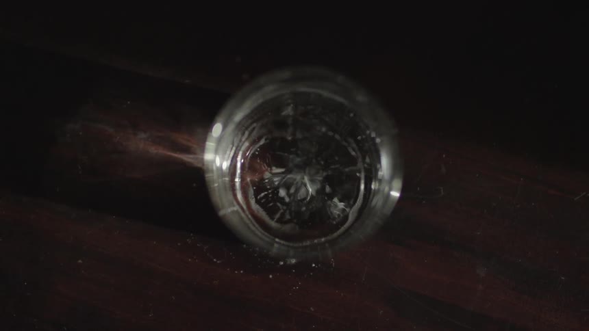 Water moving in a clear glass on a table