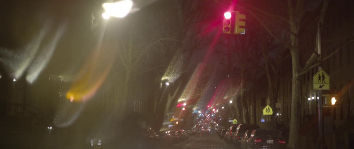 Stopping at a red light at night