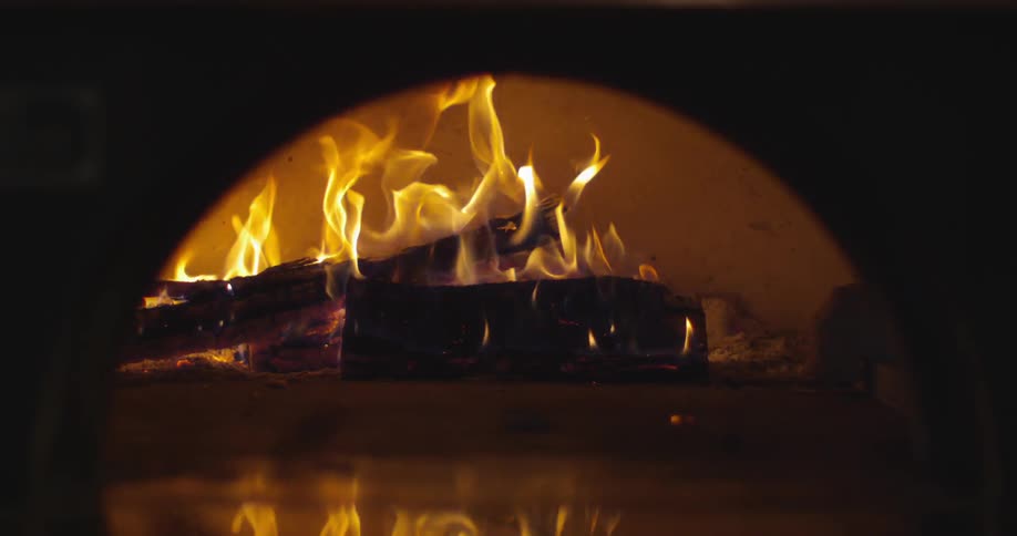 A roaring fire