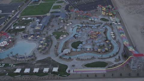 Aerial view of a water park