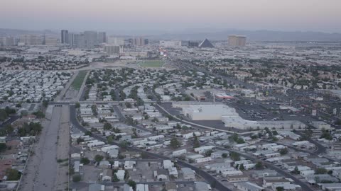 Aerial view of vegas from the outskirts of town