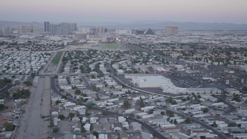 Aerial view of vegas from the outskirts of town
