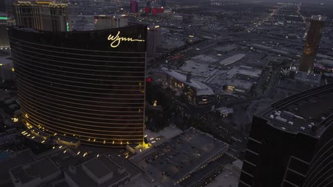 Evening view of encore and wynn hotels