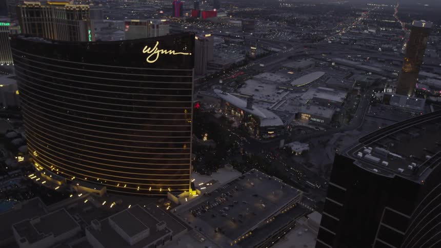Evening view of encore and wynn hotels