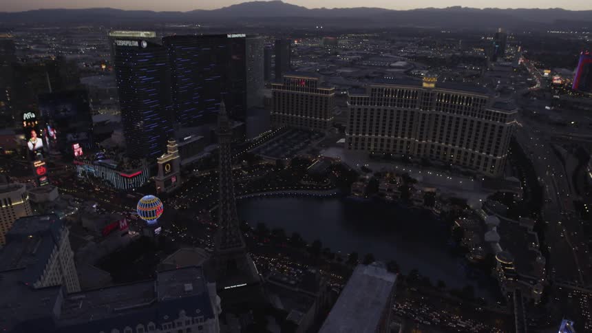 Sky view of Las Vegas at dusk