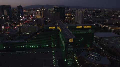 An aerial view of a city at night