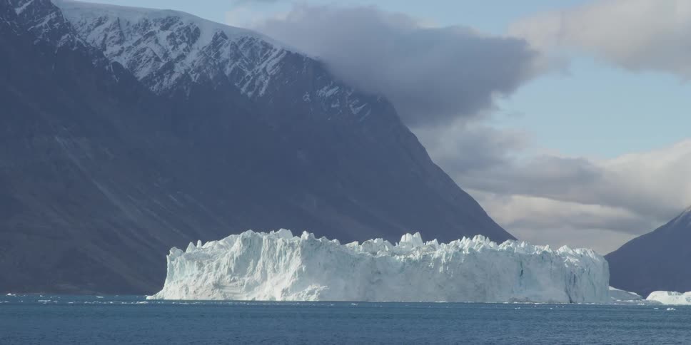 A glacier near a mountain