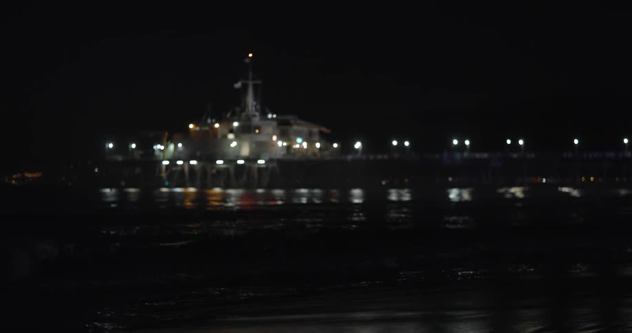 The lights reflect in the water