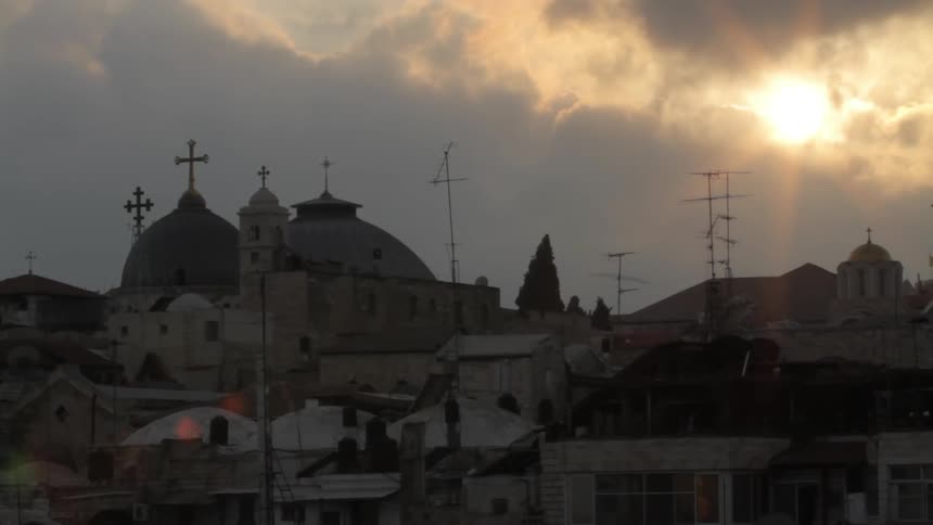 A city at dusk