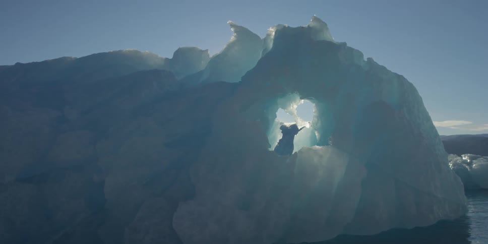 A glacier in the ocean