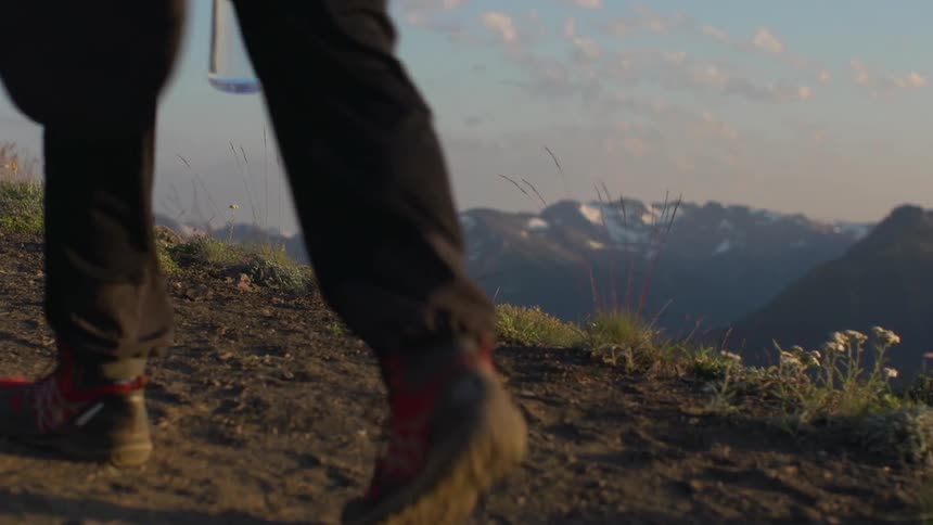 Man hiking up a mountain
