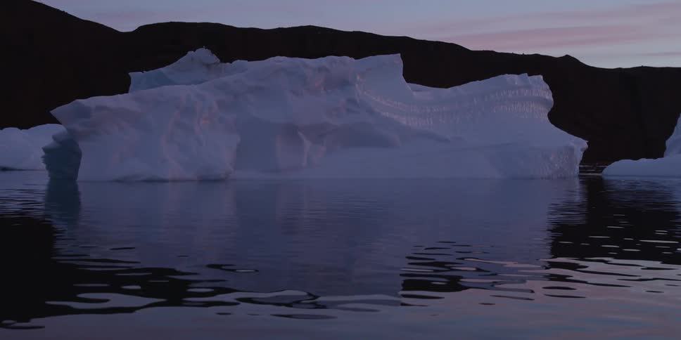 A glacier at dusk