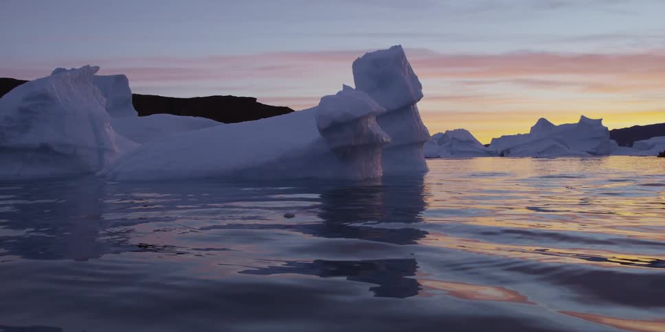 Water ripples and flows around glaciers