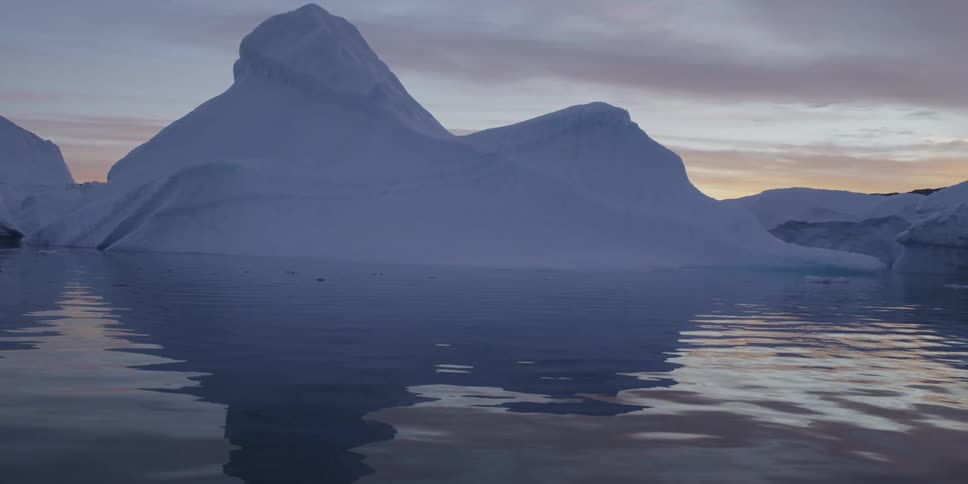 A glacier at dusk
