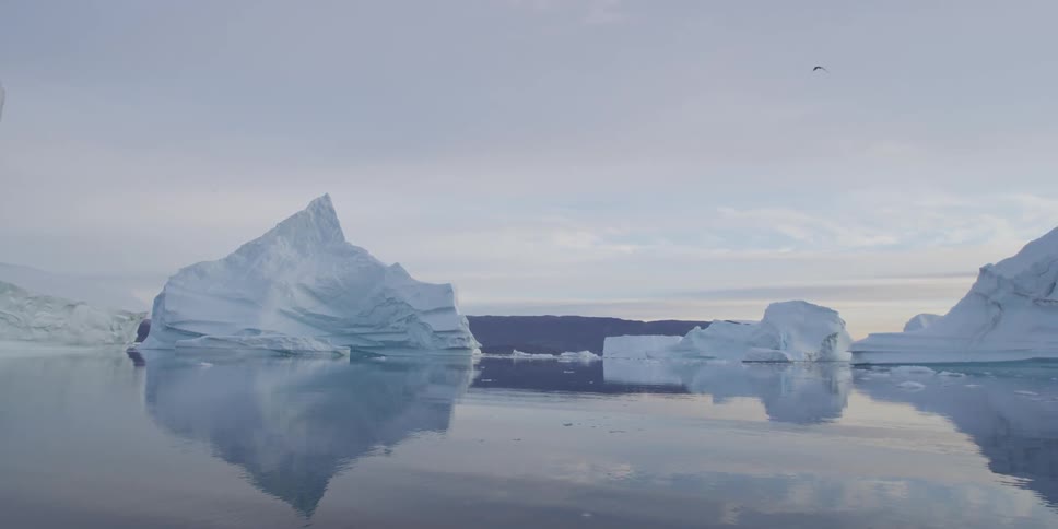 Glaciers and ice blocks are shown