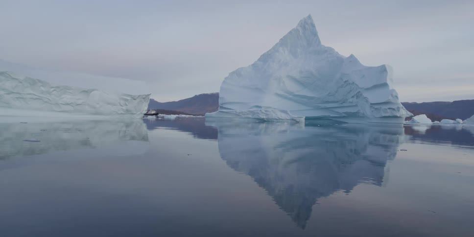 Giant icebergs floating on the water