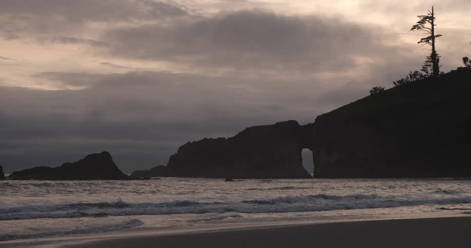 Waves crashing onto a beach