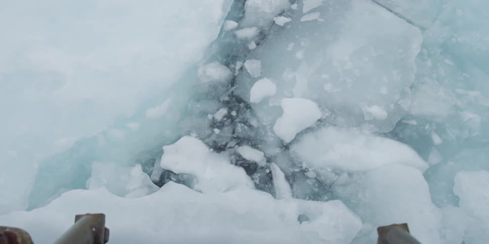 Ice floats in the cold ocean