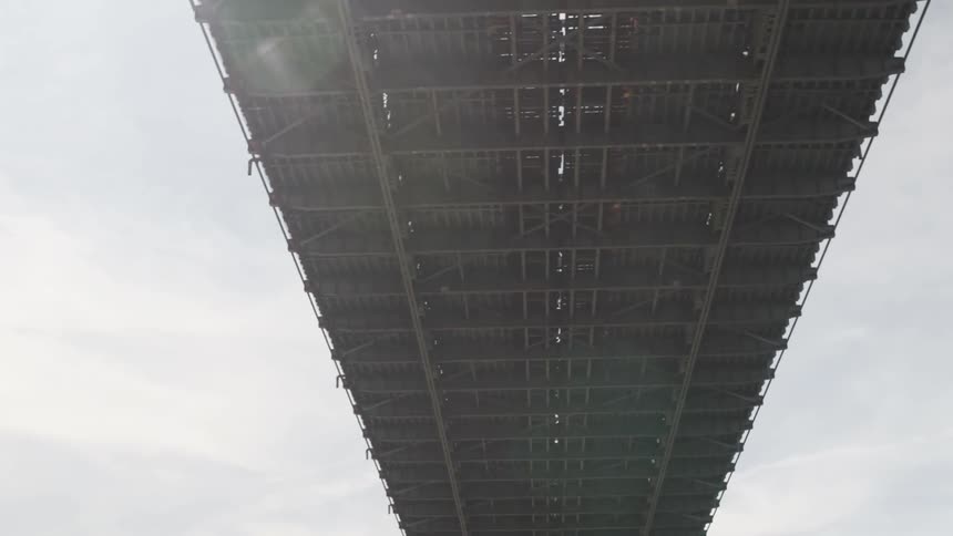 The underside of a bridge