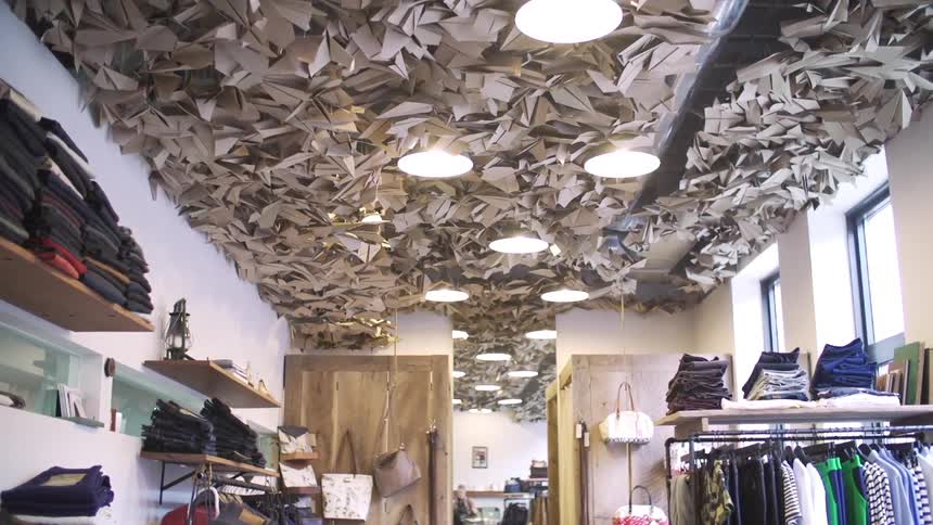The interior view of a dress shop