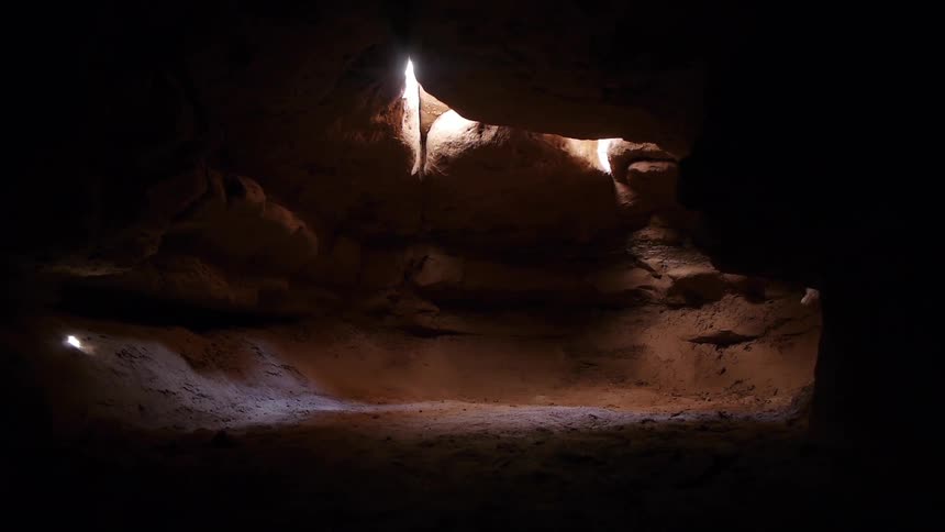 Inside of an empty dark cave
