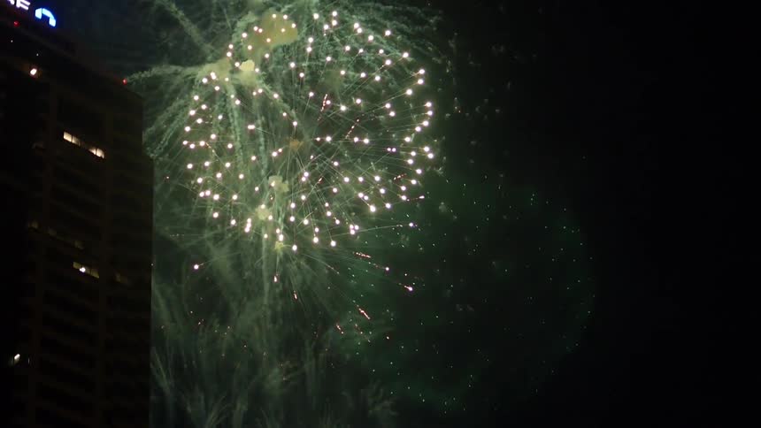 Large amount of fireworks exploding in a night sky
