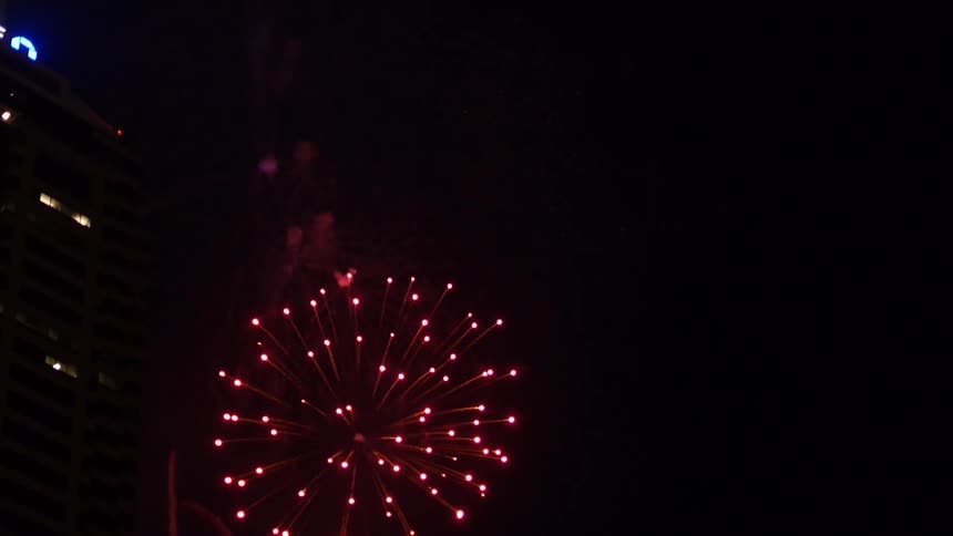 Fireworks exploding in a night time sky