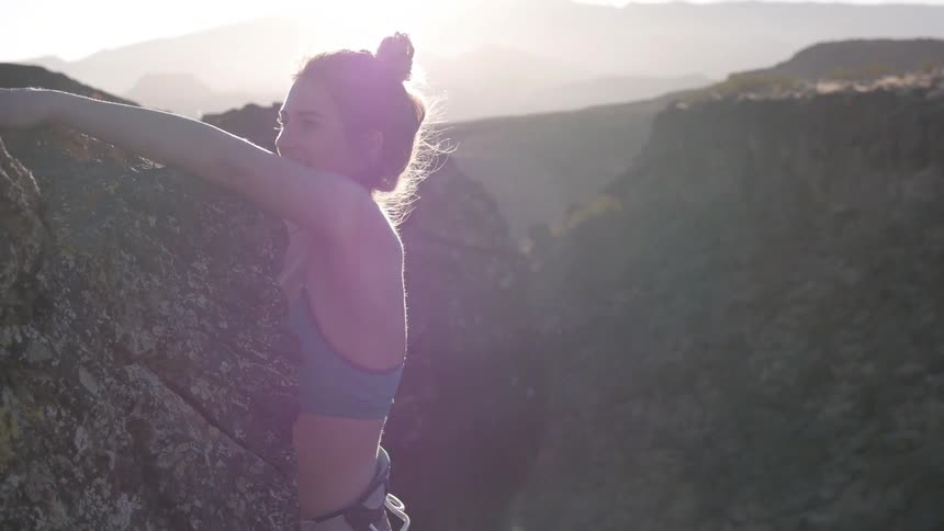 A person rock climbing