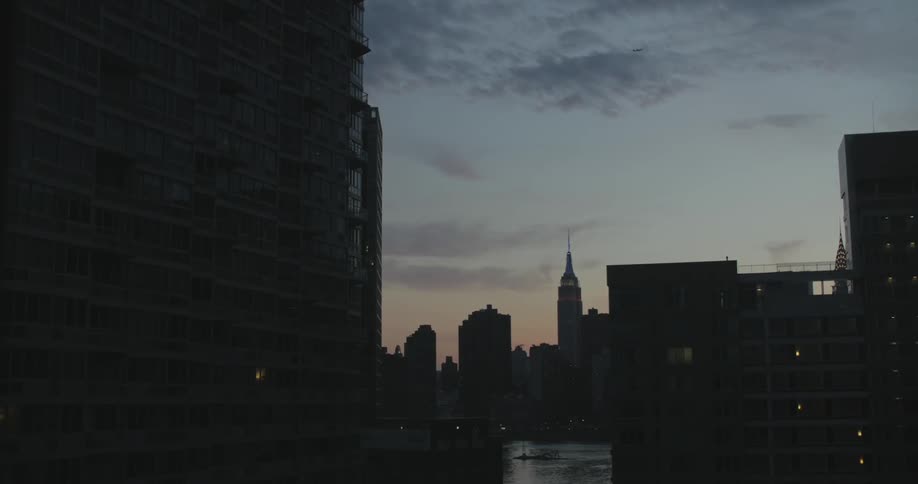 City buildings at dusk