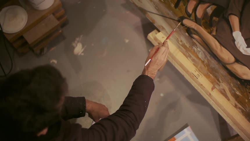 A man painting