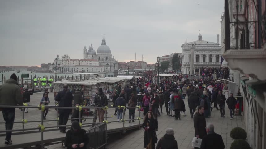 Shoppers mingling at a city's open market
