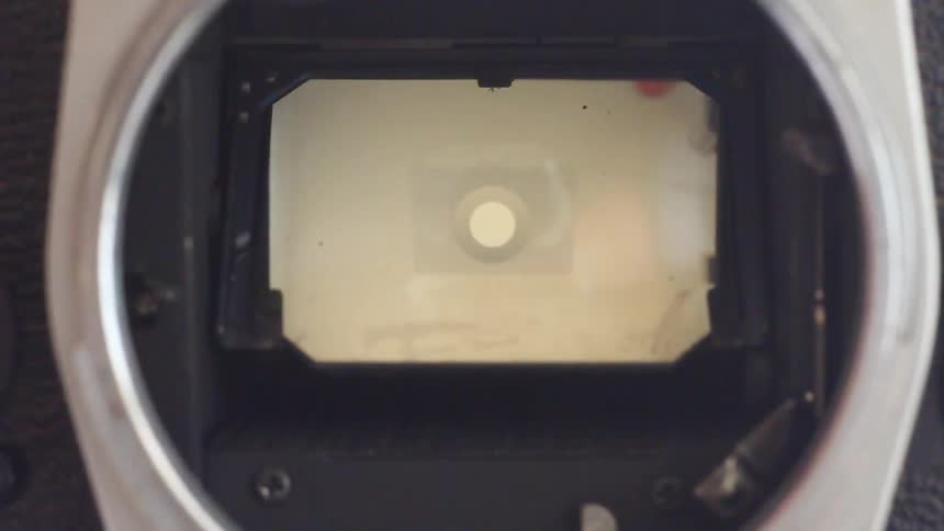A camera's shutter opens and closes