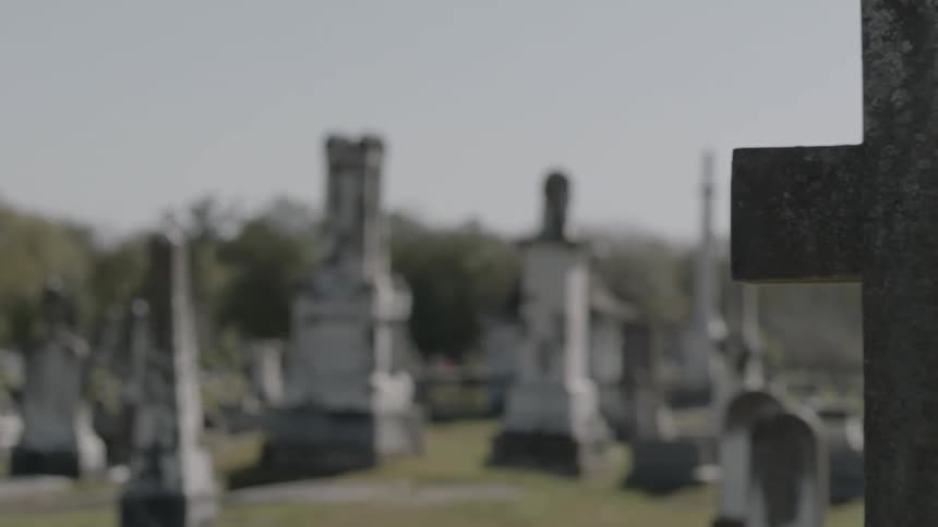 View of a cemetery on a cloudy day
