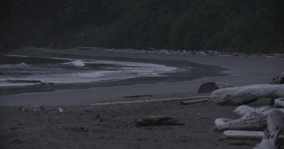 Waves crashing against the beach
