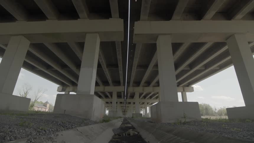 The underside of a bridge