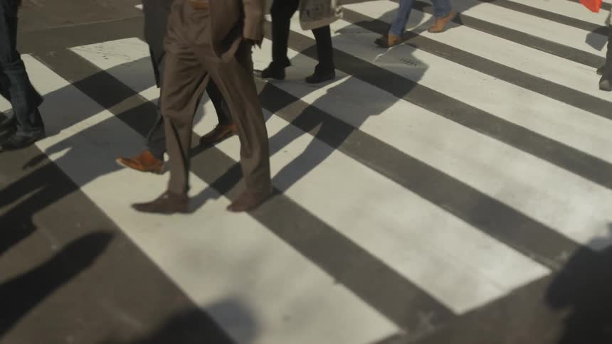 People walking in a crosswalk