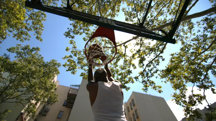 A person playing basketball