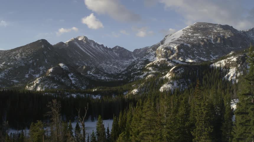 Clouds float over mountains
