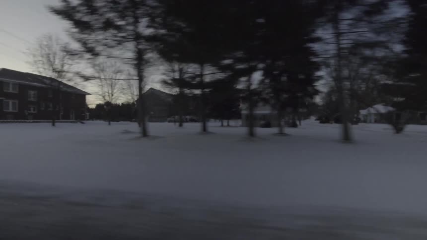 A snow covered town