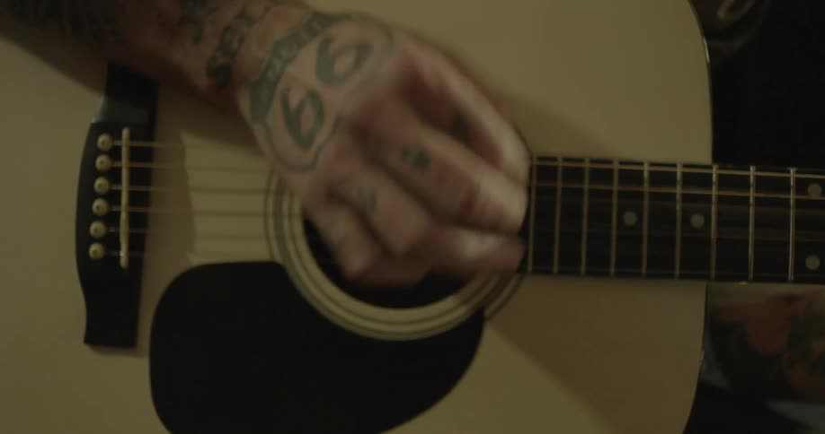 A man is playing a guitar
