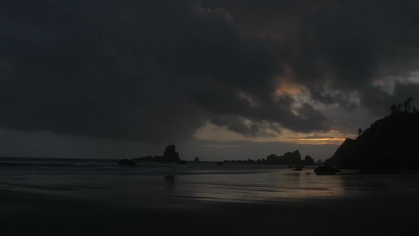 Water flowing on a cloudy night