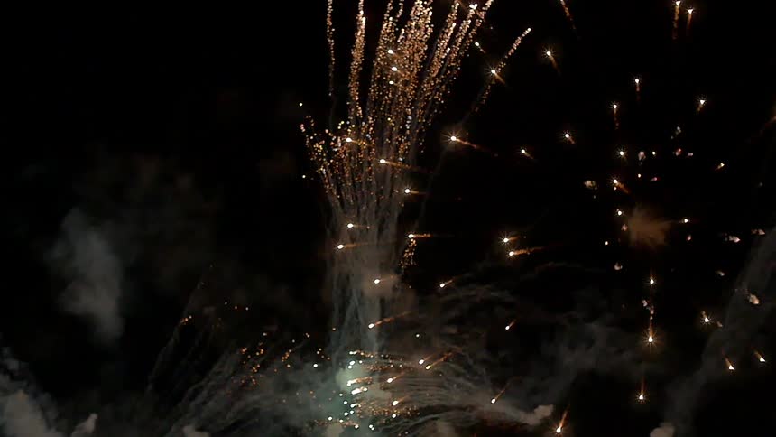 Fireworks going off in a black night sky