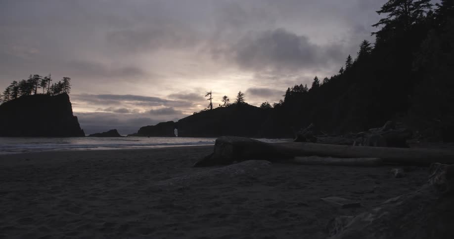 Waves crash on a rocky beach